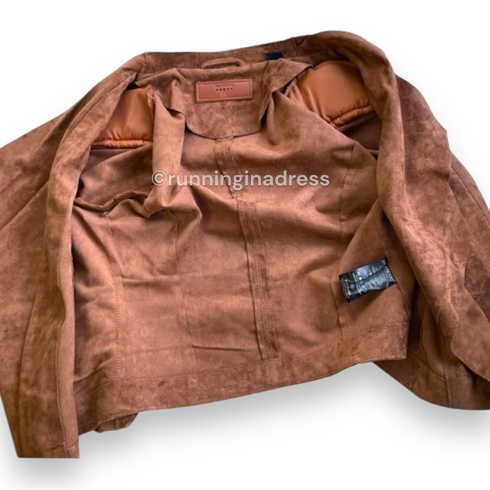NWT Blank NYC Coco Nonstop Faux Suede Open Front Jacket In Size XS Brown Moto - Picture 12 of 13